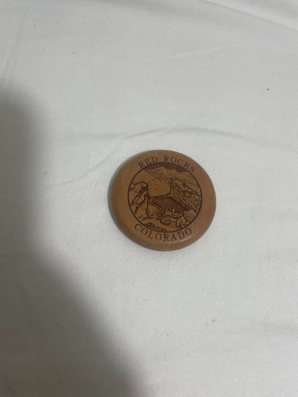 Red Rocks Colorado Wooden Round Souvenir Refrigerator Magnet Amphitheatre 2.5"